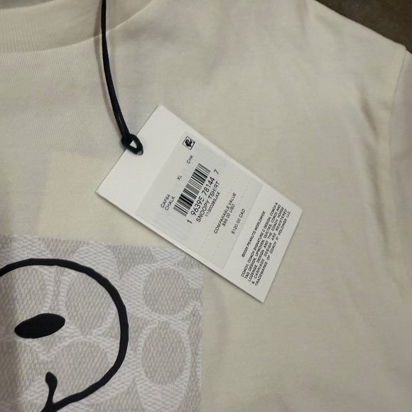 NWT COACH x PEANUTS Men's Snoopy Signature Square T-Shirt CAF64 Chalk Xl - Picture 3 of 4